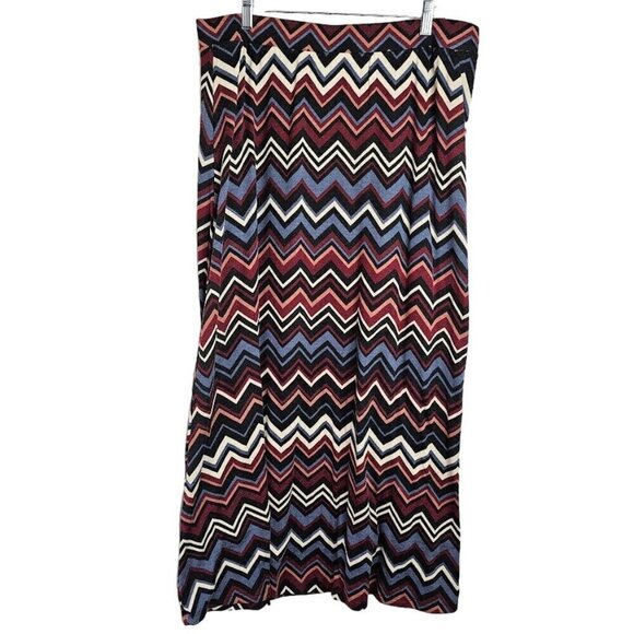 CATO Long Maxi Skirt BLUE RED BLACK Chevron Striped size XL Hippie Country Fall - Picture 1 of 6